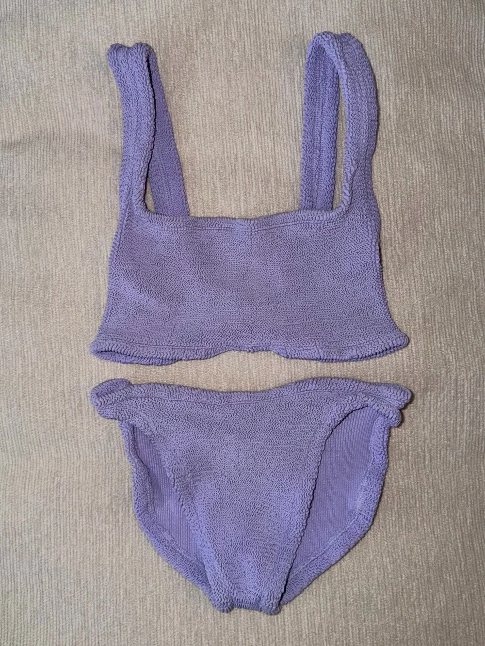 Hunza G Bikini Set Xandra Lilac Purple Swimwear Swimsuit Crinkle One Size